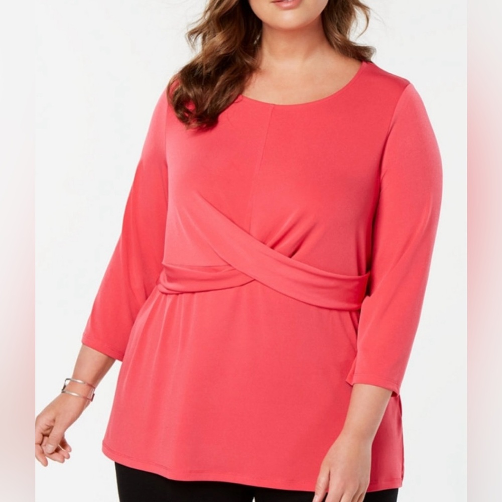 Women’s ALFANI Blouse Size 1X NEW Slimming Shirt Flattering Fancy Top Hot Pink!